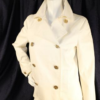 RALPH LAUREN Off - White Yaht Boat Ship Woman Sailor Double Breasted Coat Jacket 4