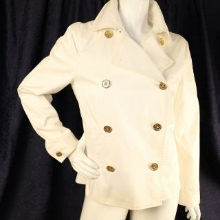 RALPH LAUREN Off - White Yaht Boat Ship Woman Sailor Double Breasted Coat Jacket 6