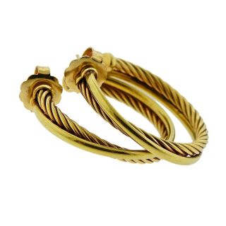 18k Gold Crossover Cable Hoop Earings