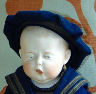 Very Rare Antique Bisque Character Doll " Spinach Boy " German Heubach 7761