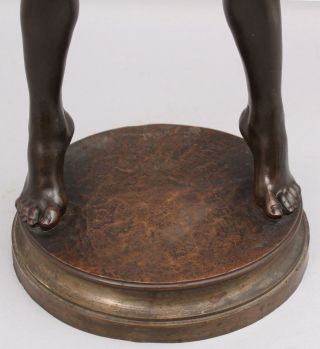 Antique French J.  A.  Gardet Nude Young Man ARCHER Bronze Sculpture Revolving Base 7