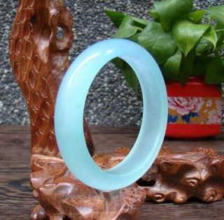 Hand - Carved Chinese Natural Hetian Jade Bracelet Exquisite Cyan