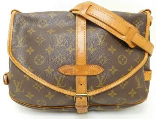 Authentic Louis Vuitton Monogram Saumur 30 Crossbody Bag France Vintage M42256