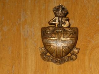 Pre - Ww1 Canadian Collar Badge 45th Victoria Regiment