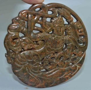 Collectable Decorative China Old Jade Carve Auspicious Belle Bring Lucky Pendant