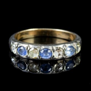 Antique Georgian Ceylon Sapphire Diamond Ring Gold Silver Circa 1800