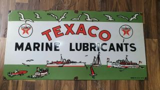 TEXACO MARINE LUBRICANTS VINTAGE PORCELAIN SIGN 30 X 15 INCHES 2