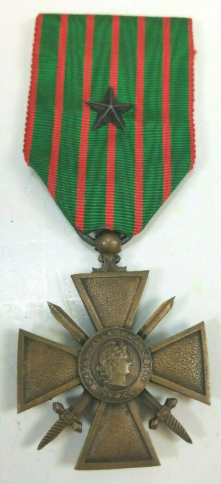 French Wwi Croix De Guerre War Cross W/ One Star 1914 - 18
