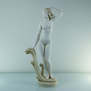 Ancient Greek Goddess Aphrodite Venus Alabaster Statue Gold Tone 12.  2