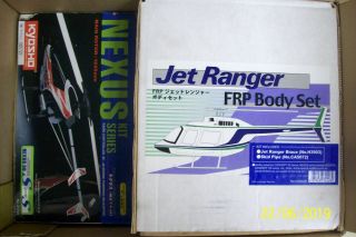 Vintage Kyosho Nexus 30 Ss Helicopter And Scale Frp Jet Ranger Kit.  Very Rare