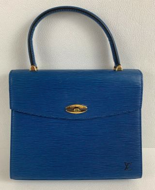 Vintage Louis Vuitton Malesherbes Blue Epi Leather Hand Bag Purse M10974 Auth