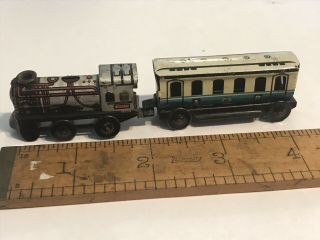 Antique Cko Tin Penny Toy Locomotive And Passenger 1920 