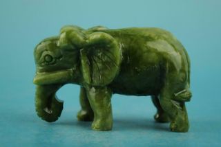 China Old Natural Jade Hand - Carved Elephant Statue