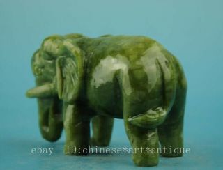 china old natural jade hand - carved elephant statue 3