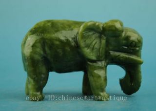 china old natural jade hand - carved elephant statue 4