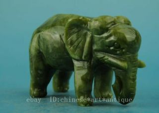 china old natural jade hand - carved elephant statue 5