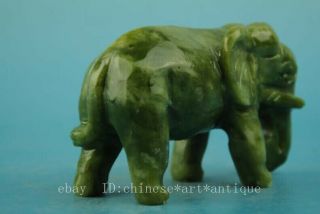 china old natural jade hand - carved elephant statue 6