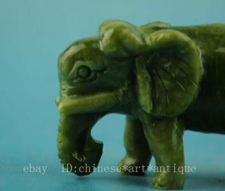 china old natural jade hand - carved elephant statue 7