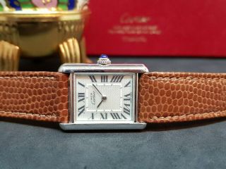Vintage Must De Cartier 925 Silver Dial 2416 Quartz Ladies Watch