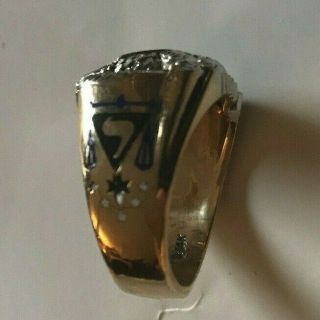 Men ' s 14K Yellow Gold/Diamond Mason 32 Degree Double Eagle Ring 12.  7 gr DIAMOND 5