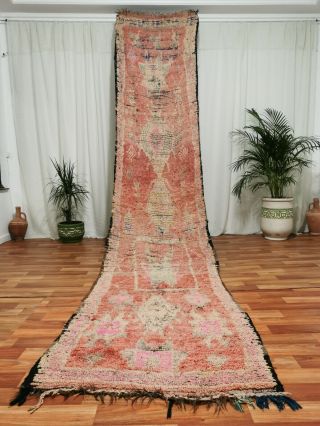 Moroccan Handmade Red Wool Runner Rug Bohemian Berber Vintage Carpet 3 