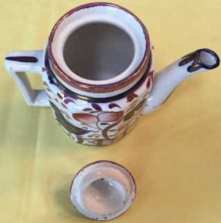 EARLY GAUDY WELSH CHILD’S SIZE TEAPOT W/LID IN OYSTER PATTERN - 3