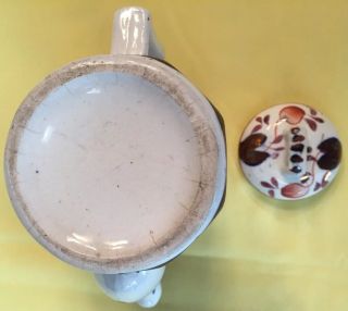 EARLY GAUDY WELSH CHILD’S SIZE TEAPOT W/LID IN OYSTER PATTERN - 5