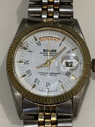 Vintage Now Junk Rolex? Watch Swiss Made Parts Oyster Date Winding Damage 3