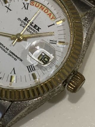 Vintage Now Junk Rolex? Watch Swiss Made Parts Oyster Date Winding Damage 4