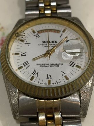 Vintage Now Junk Rolex? Watch Swiss Made Parts Oyster Date Winding Damage 9