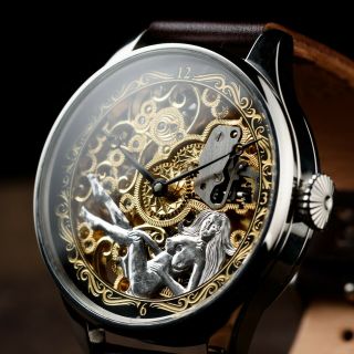Omega Skeleton Antique Watch Mens Watch Luxury Leather Strap Swiss Movement