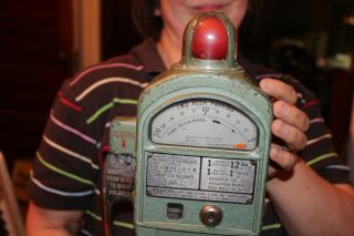 Antique Vintage 1940 ' s Metal 1c Martin Red Ball Parking Meter Gas Oil Sign 7