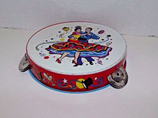 Set of 2 Vintage U.  S.  Metal Toy Tambourine Gypsy Flamingo Dancers (a) 2