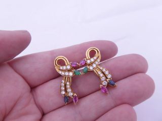 Fine 18ct Gold Ruby Emerald Sapphire Diamond Large Earrings