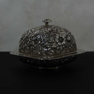 Kirkpatrick For Gorham,  Sterling Silver,  Repousse Butter Dish.