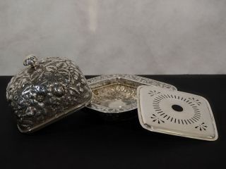 Kirkpatrick for Gorham,  Sterling silver,  Repousse butter dish. 3