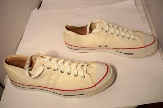 Rare HTF 60 ' s Bart Starr LaCrosse White Canvas Tennis Shoes Men 10 USA GB Packer 3