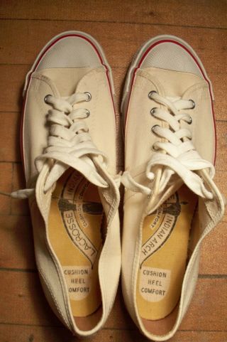 Rare HTF 60 ' s Bart Starr LaCrosse White Canvas Tennis Shoes Men 10 USA GB Packer 6