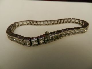 Vintage 14ct White Gold & Cz Tennis Bracelet - 7 1/2 " - 22g