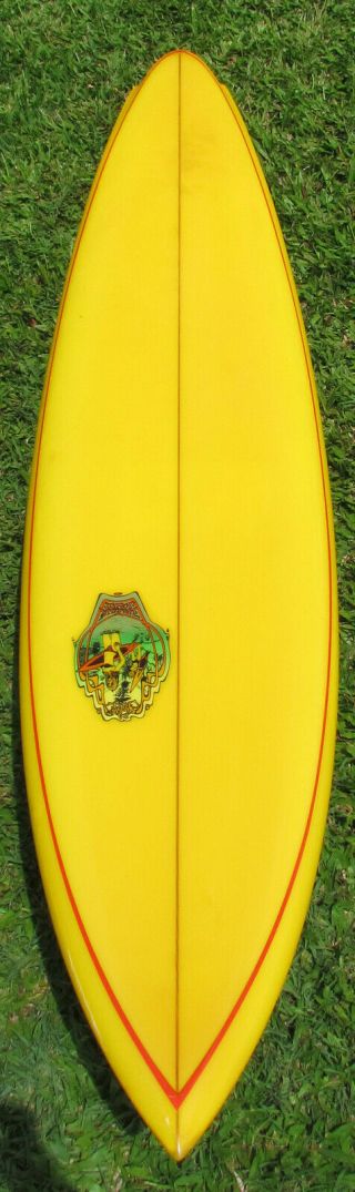 Vintage 1972 Mike Diffenderfer Shaped Rare Surf Hut Haleiwa Wood Fin Surfboard 2