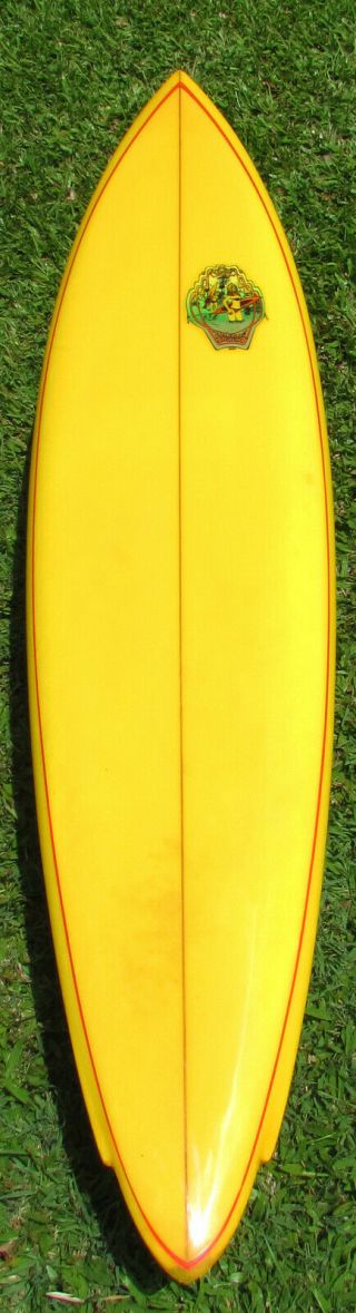 Vintage 1972 Mike Diffenderfer Shaped Rare Surf Hut Haleiwa Wood Fin Surfboard 5