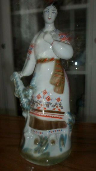 Porcelain Figurine Of The Ussr.  The Girl Russian Beauty Stands In The Fence