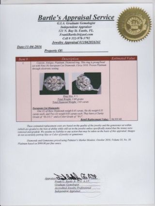 Custom,  Antique Platinum And Diamond Ring