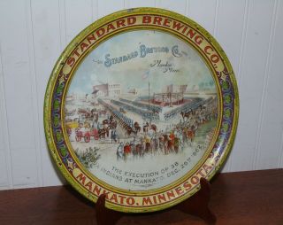 1900 - 08 Antique Beer Tray Standard Brewing Co Mankato Minn Sioux Indian Hanging