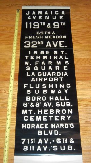 Vintage Nyc Queens Bus Sign Collectible Roll Sign Ny Subway Laguardia Airport