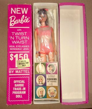 Rare Vintage Tnt Trade - In Program Doll,  Brunette Barbie 1966