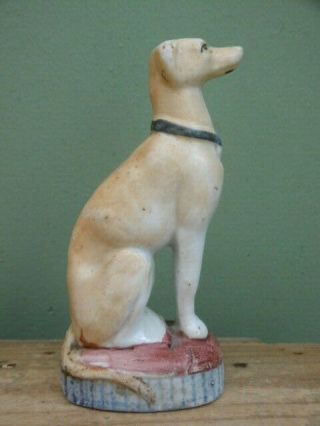 19thc Staffordshire Greyhound In Sitting Pose With Match Striker Base