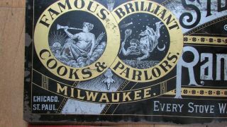 Antique TIN Sign BRAND STOVE COMPANY Milwaukee WI,  Parlor & Cook Stoves,  19th C. 4
