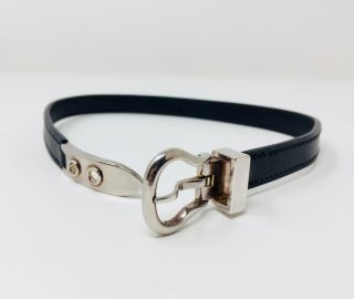 Vintage Limited Edition Hermes Collar Choker Leather Sterling Silver Buckle