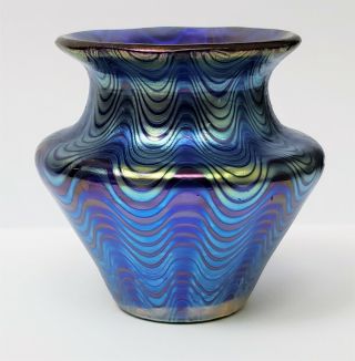 Antique Signed Loetz Iridescent Phanomen Art Glass Vase 2